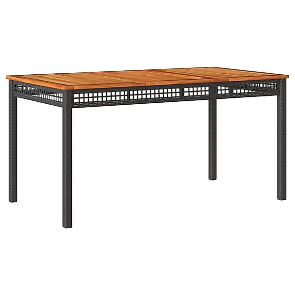 vidaXL Gartentisch Schwarz 140x80x75 cm Poly Rattan Akazienholz 366276 günstig online kaufen