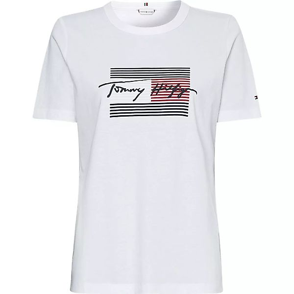 Tommy Hilfiger Regular Flag Kurzarm Rundhalsausschnitt T-shirt M White günstig online kaufen