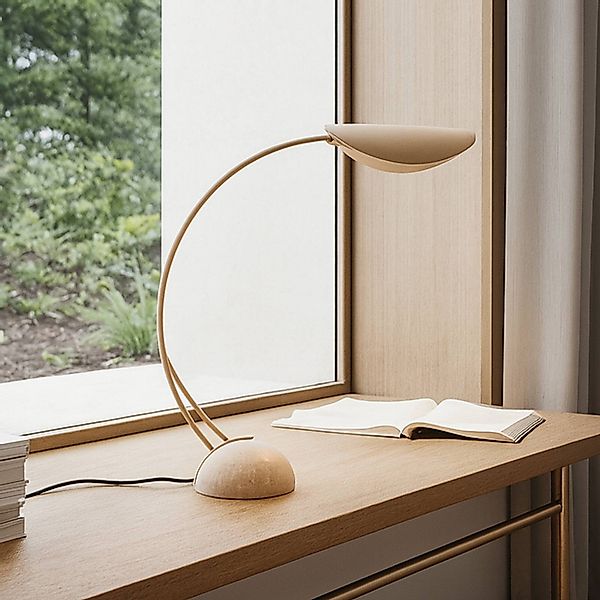Lucande Tischleuchte Rivera, beige, Metall, Stein, 51 cm, G9 günstig online kaufen