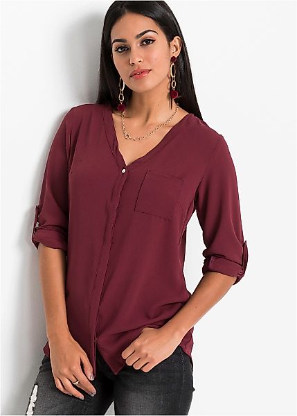 bonprix Longbluse "Longbluse" bequeme Passform, verdeckte Knopfleiste, unif günstig online kaufen