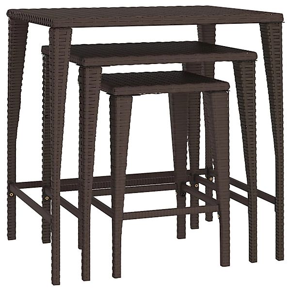vidaXL Garten-Satztische 3 Stk Braun Poly Rattan 3324830 günstig online kaufen