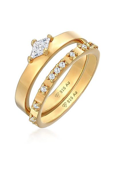 Elli Ring-Set Solitär Eternity Zirkonia Verlobung Set 925 Silber, Ring Set günstig online kaufen