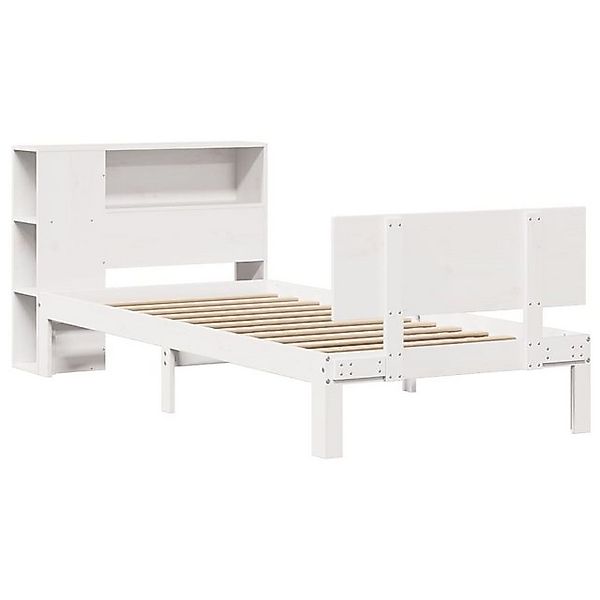 vidaXL Bett Massivholzbett mit Regal ohne Matratze Weiß 90x200 cm Kiefer günstig online kaufen