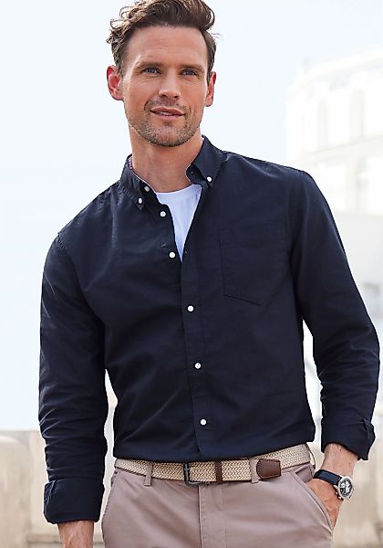 H.I.S Langarmhemd "regular-fit" mit Button-down-Kragen, reine Baumwolle günstig online kaufen