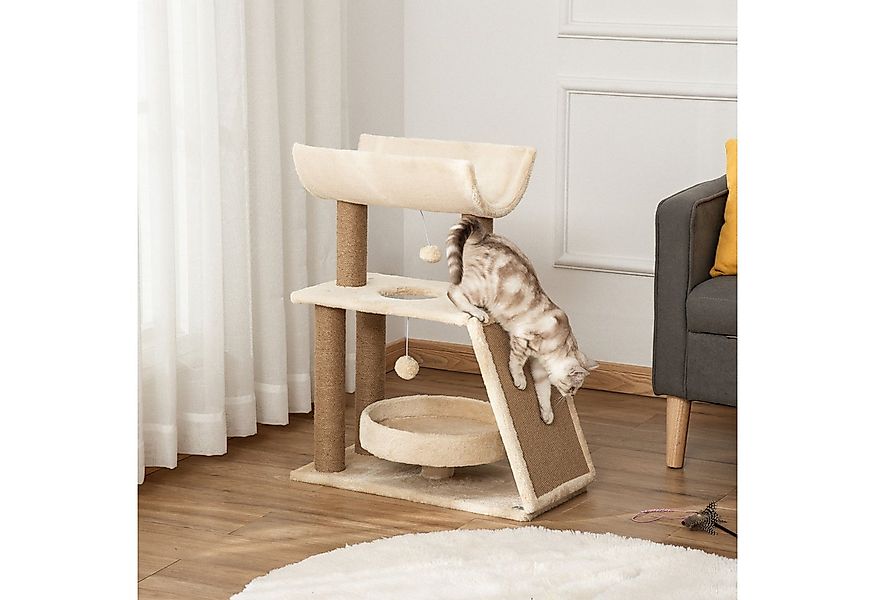 PawHut Kratzbaum Katzenkratzbaum Klein 76 cm Katzenbaum mit Spielball, Bett günstig online kaufen