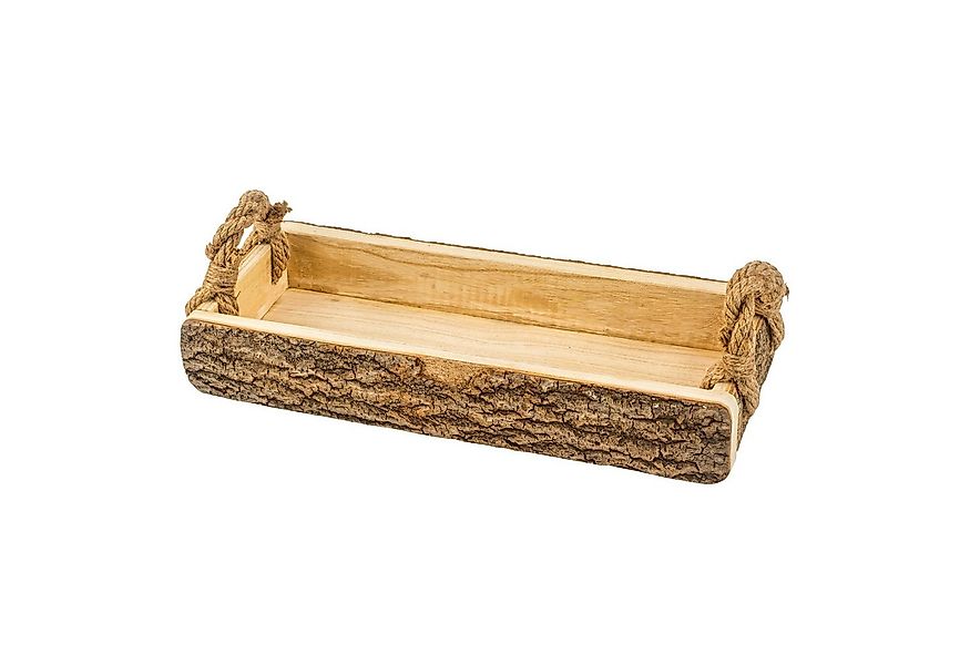meberg Dekotablett Holztablett mit Rinde Dekotablett 41 cm Holz (Tischdekor günstig online kaufen