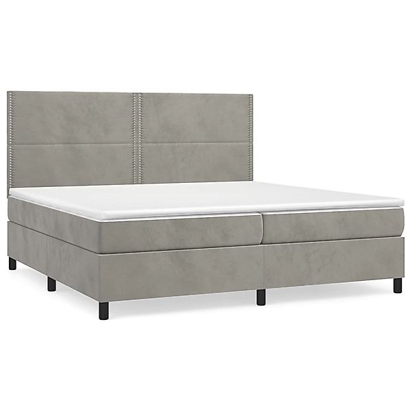Vidaxl Boxspringbett Mit Matratze Hellgrau 200x200 Cm Samt günstig online kaufen