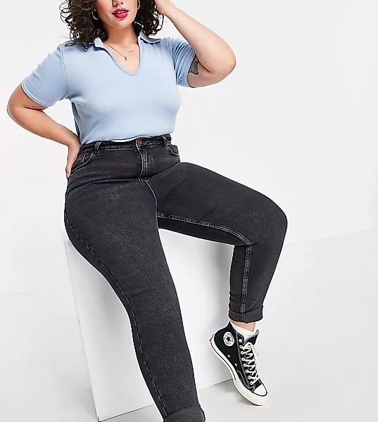 New Look Curve – Mom-Jeans in Schwarz günstig online kaufen