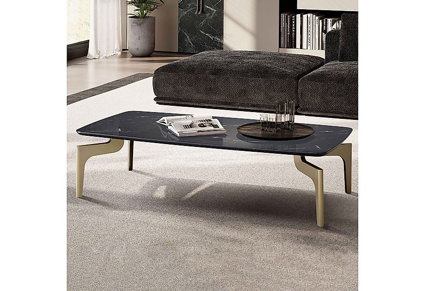 FINEBUY Couchtisch FB102743 Wohnzimmertisch Marmor Optik Schwarz Sofatisch günstig online kaufen