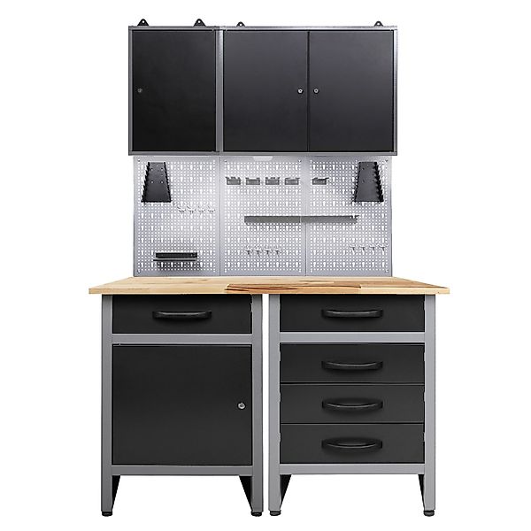 Ondis24 Werkstatt Set Entdecker 120 cm 2 Schränke LED Werkbank Werkstattein günstig online kaufen