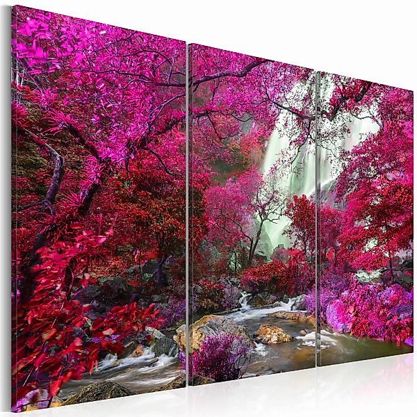 Wandbild - Beautiful Waterfall: Pink Forest günstig online kaufen