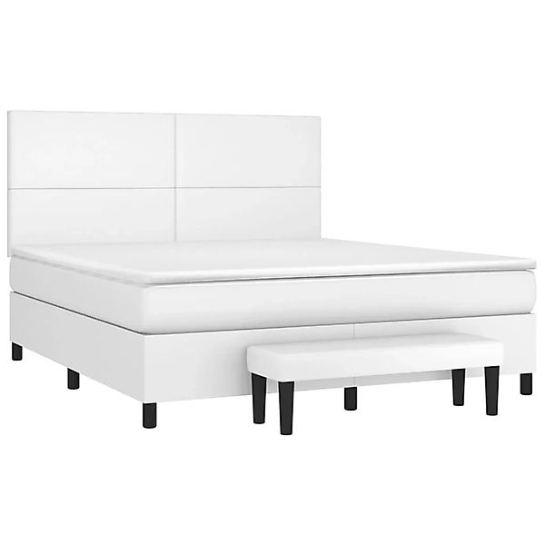 vidaXL Boxspringbett mit Matratze Weiß 160x200 cm Kunstleder 3137552 günstig online kaufen