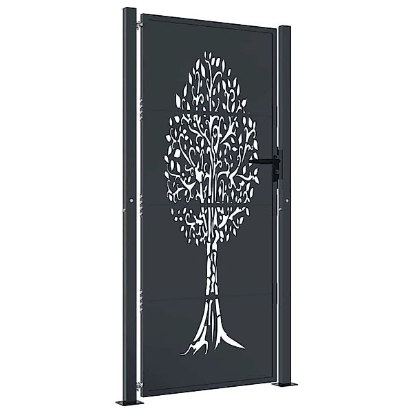 vidaXL Gartentor Anthrazit 105x180 cm Stahl Baum-Design 153158 günstig online kaufen