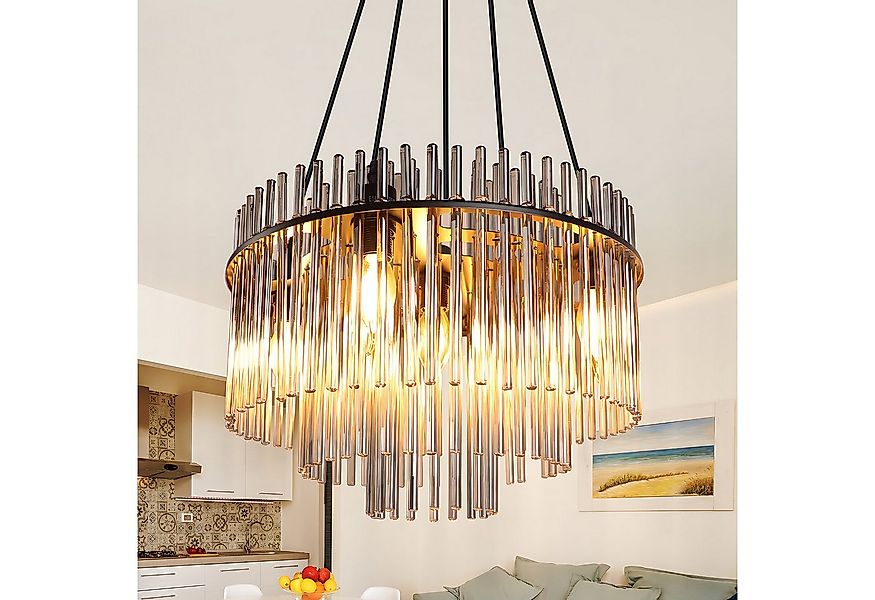 Nettlife Pendelleuchte Retro Gold/Schwarz 5-flammiger Kronleuchter Hängeleu günstig online kaufen