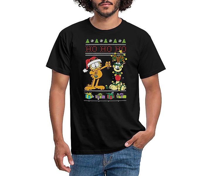 Spreadshirt T-Shirt Garfield Und Odie Hohoho Ugly Christmas Weihnachten Män günstig online kaufen