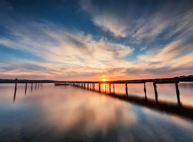 Papermoon Fototapete »Lake Sunset Wooden Pier« günstig online kaufen