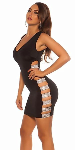 Koucla Partykleid sexy Mini Kleid schwarz mit Strass cut outs unifarben sch günstig online kaufen