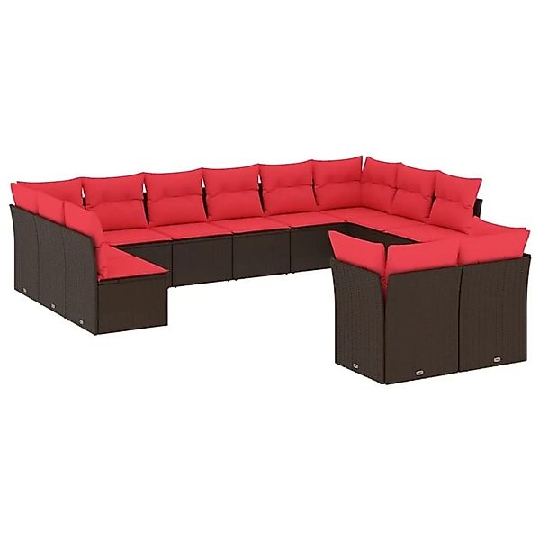 vidaXL 12-Tlg Gartensofa-Set mit Kissen Braun Polyrattan 3218434 günstig online kaufen