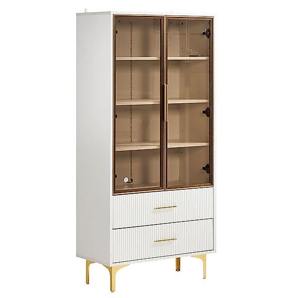 Thanaddo Glasvitrine Modernes Wohnzimmerset, Sideboards, Standvitrinen, Vit günstig online kaufen