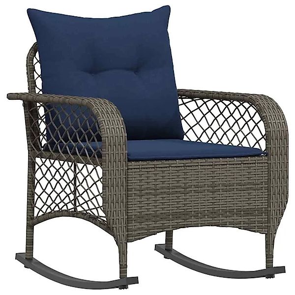 vidaXL Garten-Schaukelstuhl mit Kissen Grau Poly Rattan 4104200 günstig online kaufen