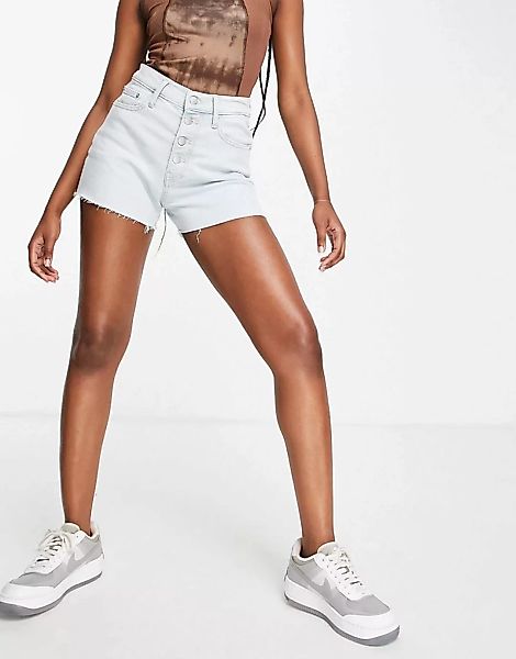 Calvin Klein Jeans – Shorts in Acid-Waschung mit hohem Bund und Knopfdetail günstig online kaufen