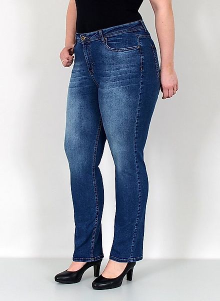 ESRA Straight-Jeans Damen Jeanshose Gerader Schnitt Stretch Hose hoher Bund günstig online kaufen