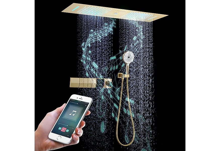 Oihpaw Duschsystem LED Musik-Duschsystem mit Thermostat, 300x900 mm, RGB 64 günstig online kaufen