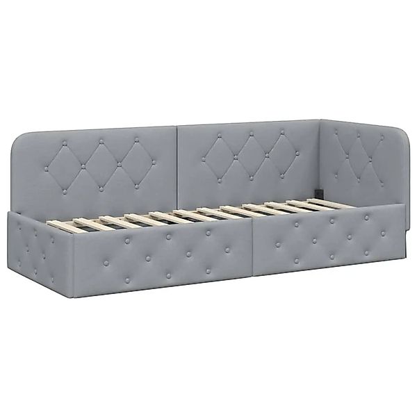 vidaXL Eckbettgestell mit Kopfteil Hellgrau 80 x 200 cm Stoff 42016479 günstig online kaufen