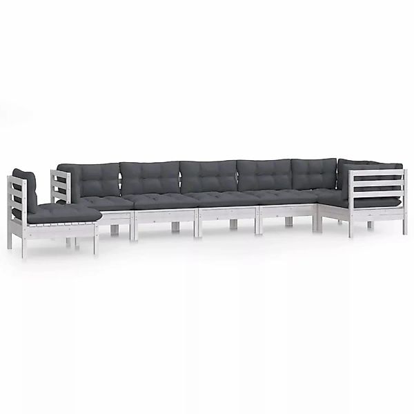 vidaXL 8-tlg Garten-Lounge-Set mit Kissen Weiß Kiefer Massivholz Modell 22 günstig online kaufen