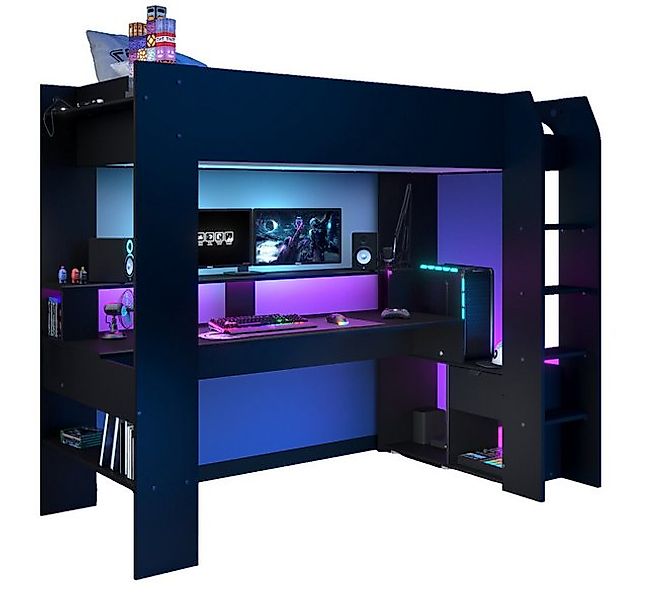 Parisot Hochbett Online (Etagenbett inkl. Schreibtisch und LED Beleuchtung) günstig online kaufen