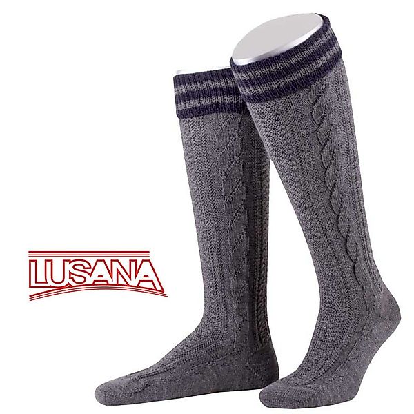 Lusana Trachten Kniestrümpfe Farbe blau/grau Größe: 42-43 günstig online kaufen