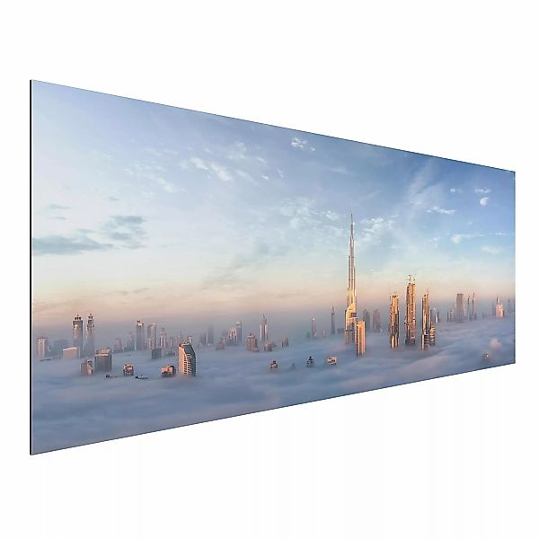 Alu-Dibond Bild - Panorama Dubai über den Wolken günstig online kaufen