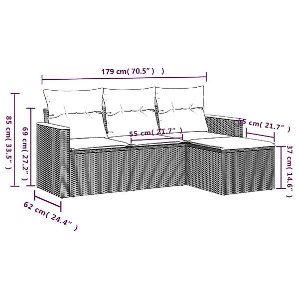 vidaXL Gartenlounge-Set 4-tlg. Garten-Sofagarnitur mit Kissen günstig online kaufen