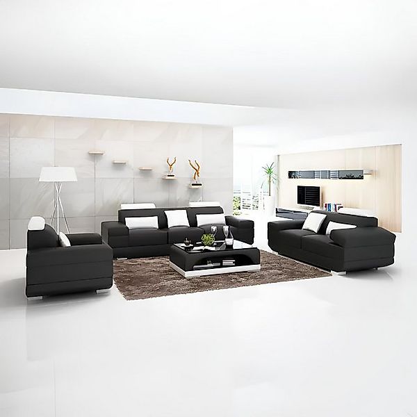 Xlmoebel Sofa Zeitgemäßes Sofa Set 3-2-1 mit Couchtisch aus Leder Wohnlands günstig online kaufen