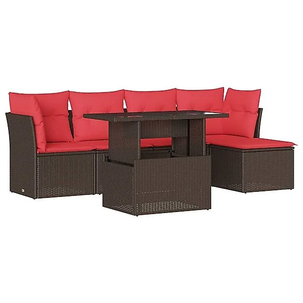 vidaXL 6-Tlg Gartensofa-Set mit Kissen Braun Polyrattan 3266554 günstig online kaufen