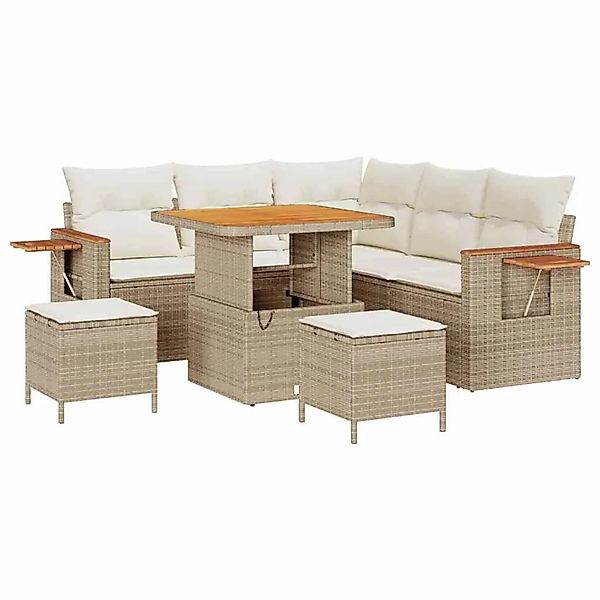vidaXL Gartensofa-set mit Kissen 9-Tlg Beige und Creme Poly-Rattan 3365121 günstig online kaufen