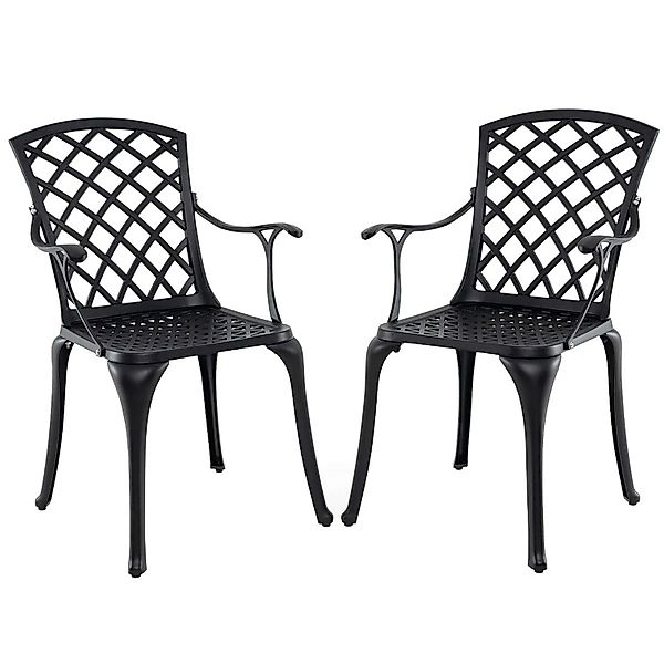 Costway 2er Set Gartenstühle Aluminiumguss Wetterfest Schwarz günstig online kaufen