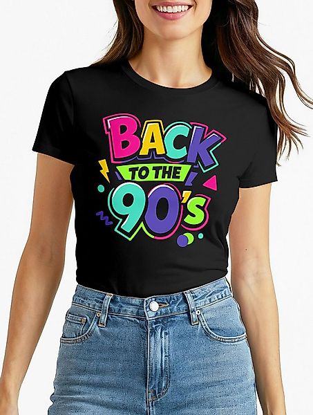MoonWorks Print-Shirt Damen T-Shirt - Back to 90s Party - Fasching Karneval günstig online kaufen