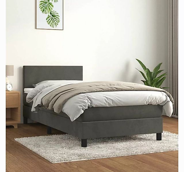 vidaXL Boxspringbett Boxspringbett mit Matratze Dunkelgrau 100x200 cm Samt günstig online kaufen