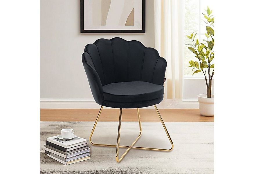 HawthyHome Polsterstuhl Polstersessel mit Blütenblatt-Rückenlehne & Goldene günstig online kaufen