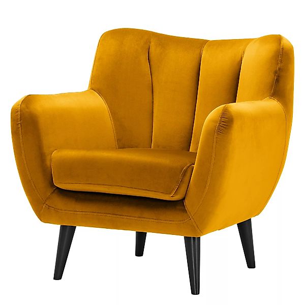 home24 Norrwood Sessel Polva I Senfgelb Samt 84x82x81 cm (BxHxT) günstig online kaufen