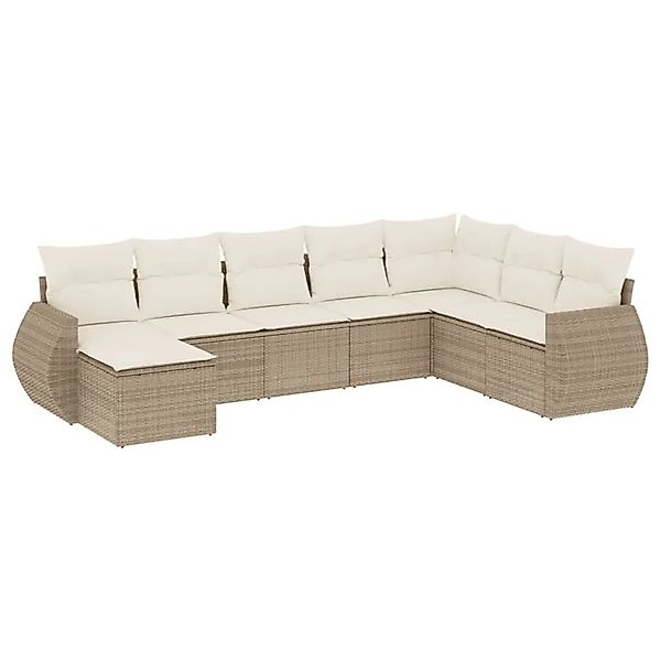 vidaXL 8-Tlg Garten-Sofagarnitur mit Kissen Beige Poly Rattan 3221757 günstig online kaufen