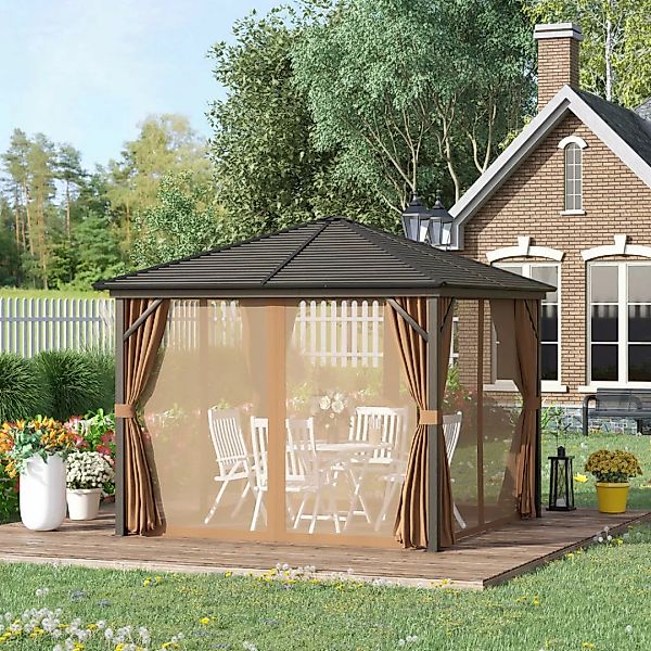 Outsunny Pavillon bronze Aluminium B/H/L: ca. 298x260x298 cm günstig online kaufen