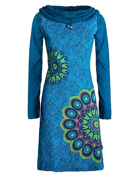 Vishes Tunikakleid Damen Mandala-Kleid Langarm-Shirtkleid Schal-Kragen günstig online kaufen