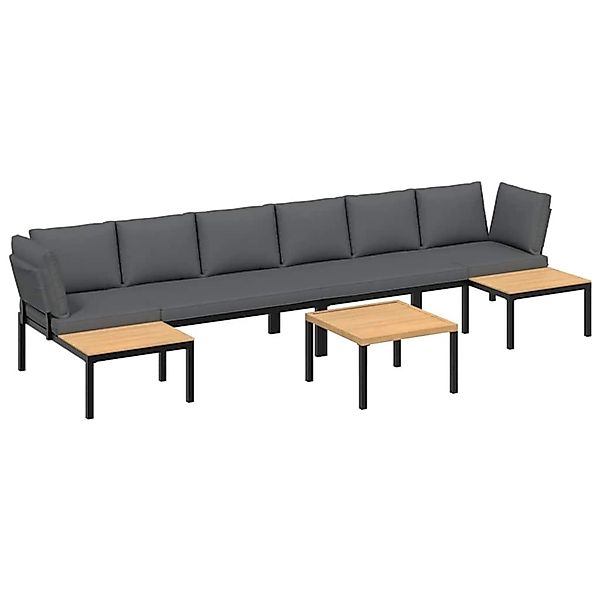 vidaXL 5-Tlg Garten-Sofagarnitur mit Kissen Schwarz Aluminium 3283693 günstig online kaufen
