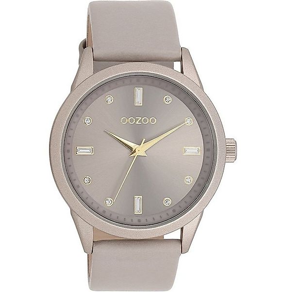 OOZOO Quarzuhr Damenuhr C11287 Taupe Zirkonia Lederband 40 mm günstig online kaufen