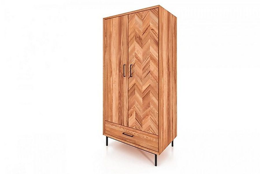 Natur24 Kleiderschrank Kleiderschrank Seiba Kernbuche 97x60x196 Fischgrät 2 günstig online kaufen