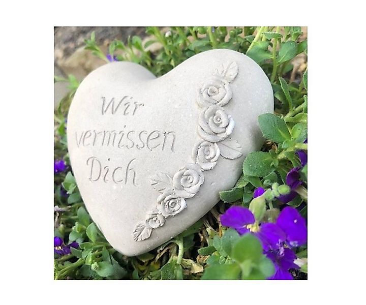 Radami Gartenfigur Grabherz "Wir vermissen Dich" 10cm, Handarbeit günstig online kaufen