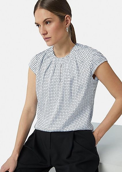 comma Kurzarmbluse Bluse Satinbluse mit Raffung und All-over-Print günstig online kaufen