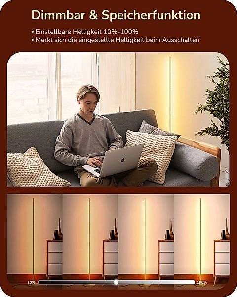 EDISHINE LED Stehlampe Wohnzimmer dimmbar, LED fest integriert, warmweiß, M günstig online kaufen